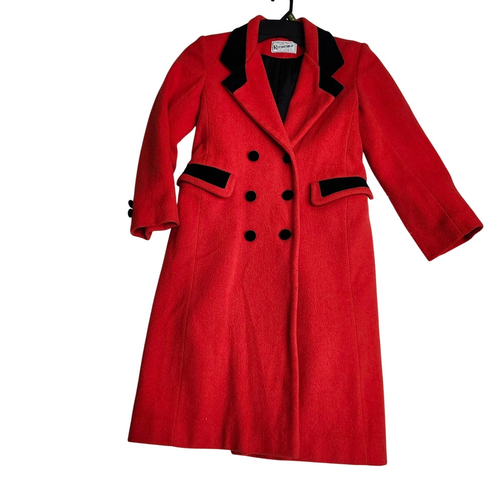 Vtg Union Made Rothschild wool double breasted wool coat red and black‎ Sz 10